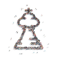 people in the shape of a chess figure