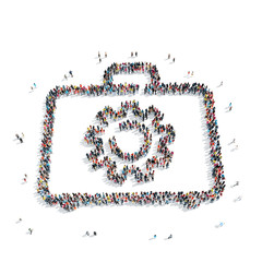 people in the shape of gear, a suitcase