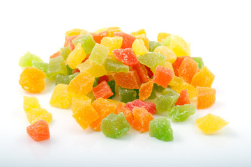Heap of candied fruit, isolated