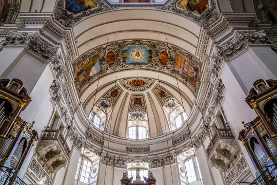 Inside view of Salzburg cathedral dome-Austria