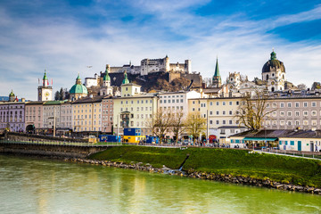 Fototapeta na wymiar Salzburg skyline,fortress,Salzach river-Austria