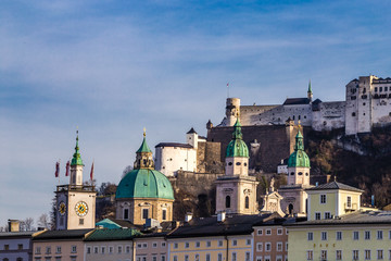 Fototapeta na wymiar Salzburg skyline and Hohensalzburg Fortress-Austria
