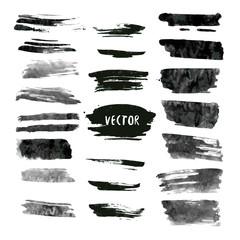 Set of grunge vector and ink strokes. Abstract design elements collection. Hand drawn smears