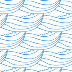 Cute waves hand drawn seamless pattern. Can be used for wallpaper, pattern fills, web page background