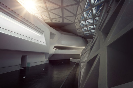 Modern empty atrium or hall interior