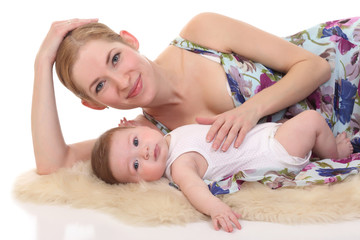 Obraz na płótnie Canvas happy mother holding her baby
