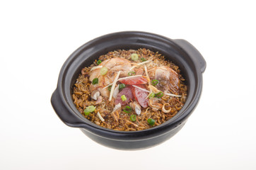 Claypot chicken rice. asia food