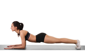 Fototapeta na wymiar flexible girl doing yoga