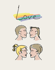 Gay couples. Vector hand drawn illustrations. 