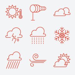 Weather  icons, thin line style, flat design