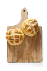 Italian fresh homemade bread turtle on a wooden cutting board