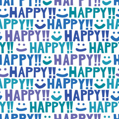 Seamless pattern happy & smile ハッピースマイルのパターン