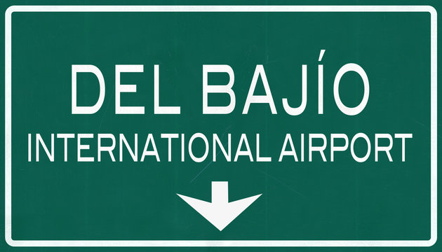 LEon Mexico International Airport Highway Sign