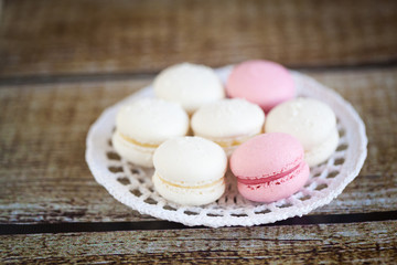 Strawberry and coconut macarons