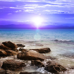 Fototapeta na wymiar beautiful sunset with rocks