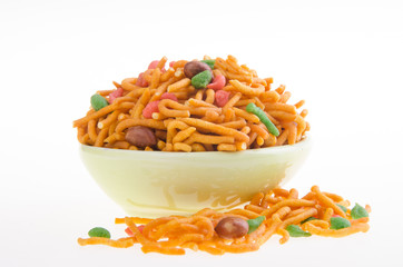 murukku or traditional indian snack on background.