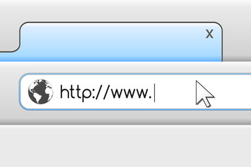 Web browser design with address and navigation bar. Vector illustration. - obrazy, fototapety, plakaty
