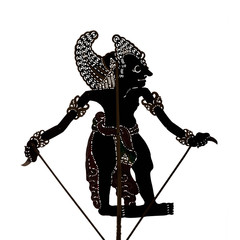 "Wayang Kulit", traditionelles Indonesisches Schattenspiel mit Puppen aus Büffelhaut. Anstelle der Puppen wird der Schatten gezeigt, als Abbildung des Charakters. UNESCO Kulturerbe.