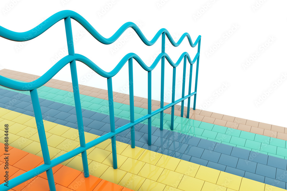 Poster multicolour stair with handrails
