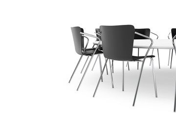 Black Office Chairs and Conference Round Table