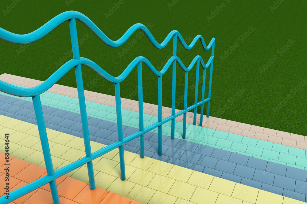 Poster multicolour stair with handrails