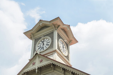 Sapporo city clock tower and blue sky in summer