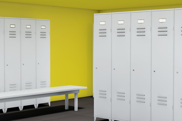 Row of Steel Lockers with bench