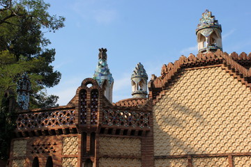 Naklejka premium Detailansicht der Güell Pavillons von Gaudi in Barcelona