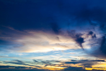 colorful dramatic sky with cloud at sunset