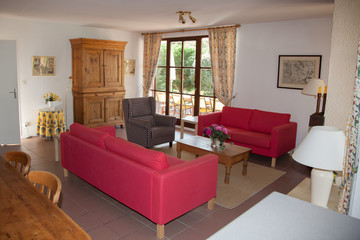 Modern, bright, clean, living room   in a  house