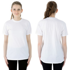Textildruck auf T-Shirt Weiß auf Brust und Rücken als T-Shirt-Bedruck