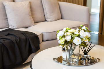 flower decorated in living room