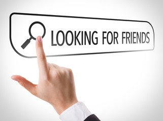 Looking for Friends written in search bar on virtual screen