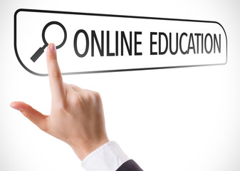 Online Education written in search bar on virtual screen