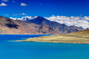 Naklejka na ściany i meble Mountains,Pangong tso (Lake),Leh,Ladakh,Jammu and Kashmir,India