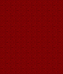 Seamless Chinese window tracery lattice geometry diamond spiral pattern background.
