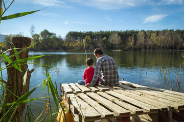 Father and son fishing