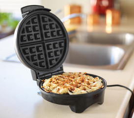 hash browns made in waffle maker kitchen hack