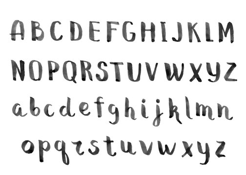Handmade ink alphabet.