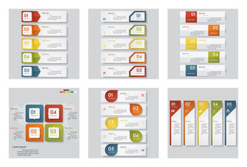 Collection of 6 design template/graphic or website layout. Vector Background.