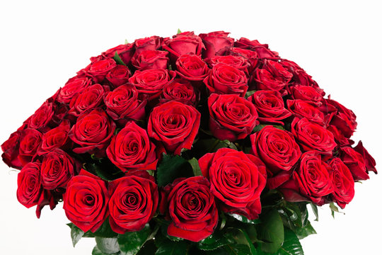 Isolated large bouquet of 101 red rose isolated on white