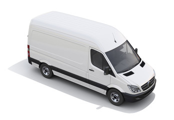 Compact cargo van on white background