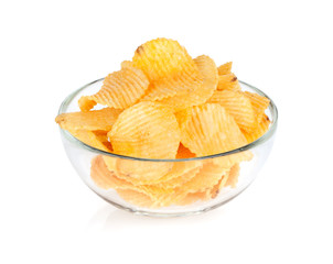 Potato chips in glass bowl
