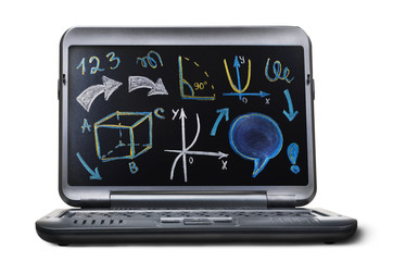 Laptop with blackboard screen. Back to school concept