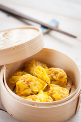 Chinese Streamed Dumpling in Bamboo Basket