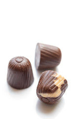 Chocolate sweets collection on a white background