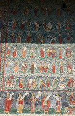 Fresco old monastery painted wall Sucevita