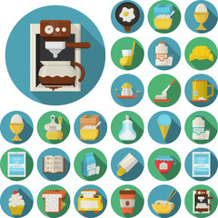 Flat design icons for breakfast