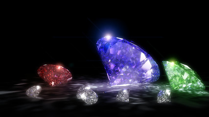 Fototapeta na wymiar 3 D render of shiny diamonds.
