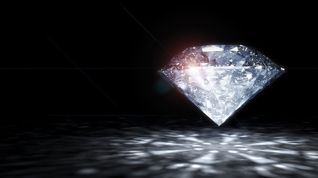 3 D render of shiny diamond.